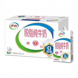 伊利 脱脂纯牛奶250ml*16盒整箱包邮 0脂肪早餐奶官方正品
