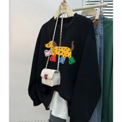 唐狮 超好看春季新款慵懒风圆领卫衣女宽松套头长袖上衣女