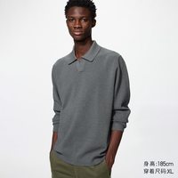 优衣库 罗纹半开领针织polo衫/长袖T恤487157