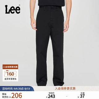 Lee 25春夏舒适直筒Logo织标男日常休闲裤布裤潮流LMB009918204 黑色 33