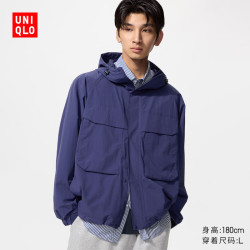 优衣库 男装女装防风连帽外套夹克482213 76 紫色 L