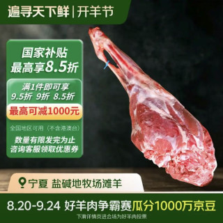 滩洋鲜生 宁夏滩羊 草饲羔羊后腿净重4斤 生鲜冷冻羊肉原切烧烤 开羊季散养