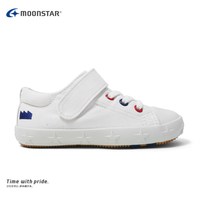 MoonStar 日本制获奖鞋简约舒适帆布鞋男童女童运动鞋童鞋 米白色 内长16cm