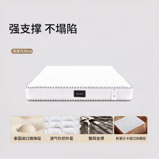 慕胜 家用床垫乳胶椰棕适中偏硬撑腰独立弹簧床垫20cm厚Y1
