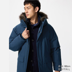 优衣库 男装女装高级保暖羽绒大衣外套冰雪羽绒 深蓝色 M