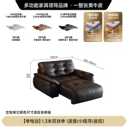 FA SA DI HOUSEHOLD 政府补贴法莎蒂云朵真皮电动沙发床意式复古风客厅书房多功能伸缩