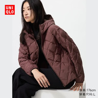 优衣库 女装PUFFTECH空气棉服连帽外套/25秋冬478571 478571/18暗红色 S