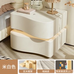 蔓斯菲尔 实木床头柜奶油风简约现代卧室收纳柜2025新款主卧家用小型置物柜