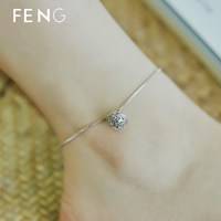 烽之银 925纯银 铃铛脚链