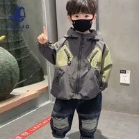百亿补贴：皮偌乔 男童春秋新款外套新款宝宝休闲连帽冲锋衣儿童春秋拼色风衣