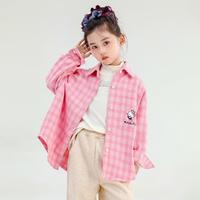 Hello Kitty 女童秋季衬衫甜美格纹休闲中大童装洋气日常女孩上衣