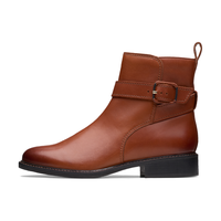 Clarks 其乐 牛皮复古搭扣骑士短筒女靴