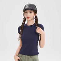 三福 短T恤2026夏季短袖口简约休闲修身短款上衣女装520141