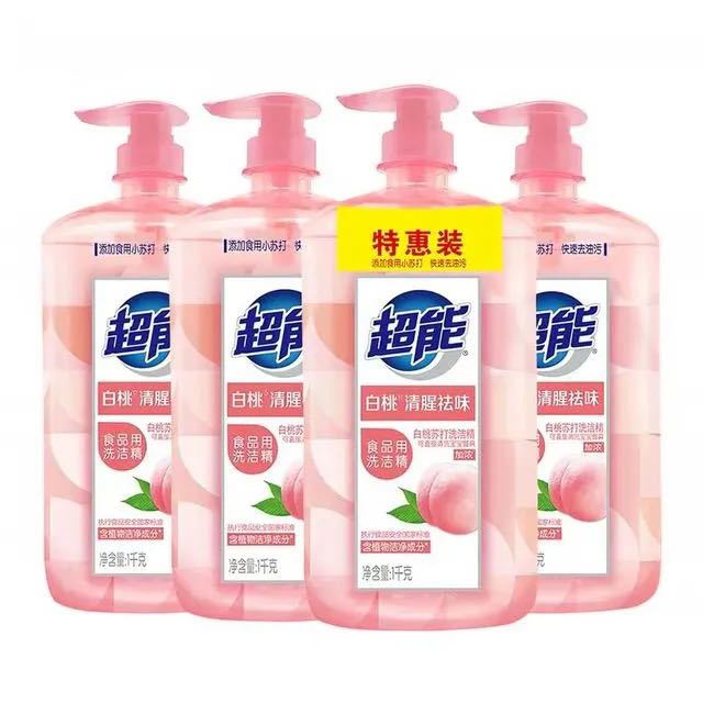 淘金币可用、88VIP：超能 白桃苏打洗洁精1KG*4瓶