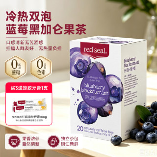 红印 新西兰酸甜蓝莓黑加仑冷热水果茶低卡低糖50g(2.5g*20包)中秋礼品