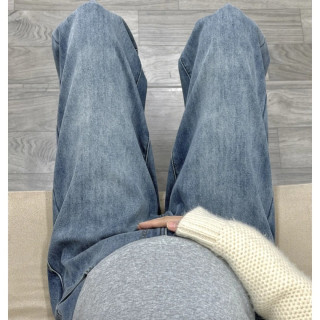 （现货速发）孕妇冬款孕妇装孕妇裤冬季加绒加厚高颜值牛仔阔腿裤