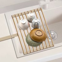 可折叠置物架硅胶沥水架水槽卷帘滤水洗菜盆洗碗盘架伸缩沥水篮