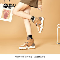 J&M 爆款冬季皮毛一体雪地靴保暖波浪底增高女靴87308W