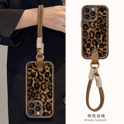 美拉德秋冬豹纹高级带挂绳适用苹果华为vivo/oppo小米浮雕手机壳