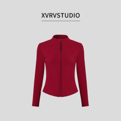 XVRV2026春季长袖磨毛加绒运动外套跑步全拉链立领健身保暖上衣服