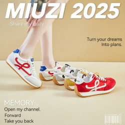 谬姿 MIUZI谬姿 日系夏季冰丝内增高德训鞋女潮跑步休闲百搭平底阿甘鞋