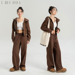 LRECNAVA芮柯纳未早春宽松运动套装春秋连帽拉链休闲运动外套显瘦