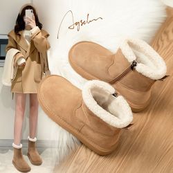奥古狮登 厚底雪地靴女2025新款冬季加绒加厚保暖棉鞋防滑短筒靴子