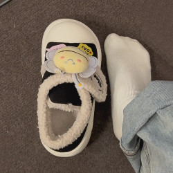 暖之缘 可爱棉拖鞋女冬季包跟保暖厚底小蜜蜂棉鞋户外穿加绒加厚时尚卡通
