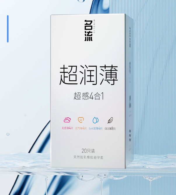 名流超润薄超感4合1玻尿酸安全避孕套 包装图