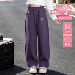 小猪班纳 女童裤子中大童骑行梭织弯刀裤初中生秋季休闲裤洋气女孩舒适秋装