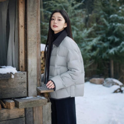 坦博尔 2024秋季衬衫领羽绒服女轻薄短款百搭外套