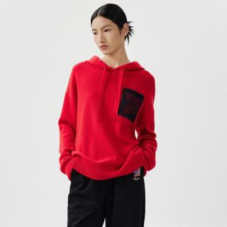 LANCY 朗姿LIAA.春秋宽松长袖连帽羊毛针织卫衣女上衣