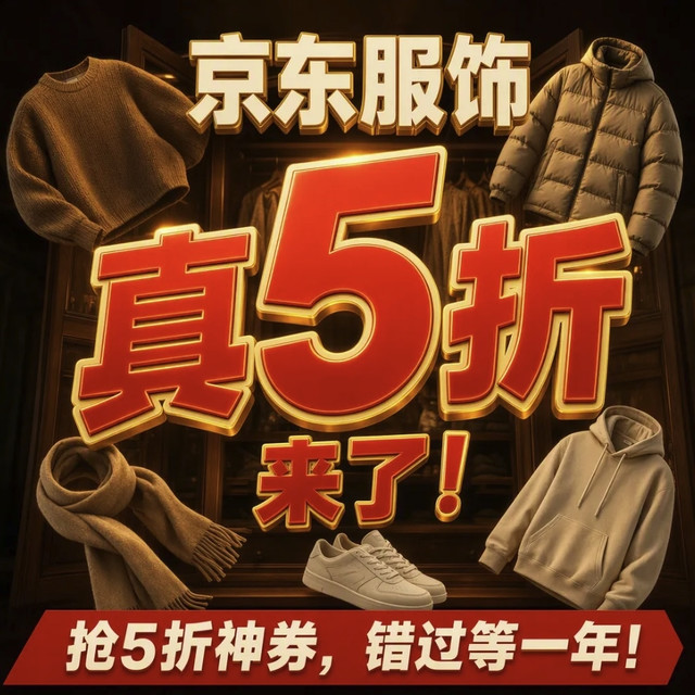 14日20点：一年4次的京东服饰真5折又来了！服饰、运动大牌都参与！