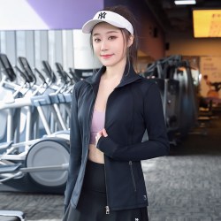 英明仕 大码春季瑜伽服外套女胖mm健身跑步速干衣宽松晨跑长袖运动服上衣