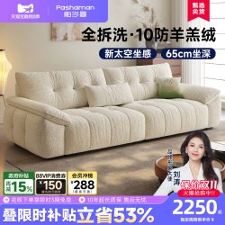 帕沙曼 布艺沙发客厅小户型2026新款现代简约可拆洗云朵直排三人位