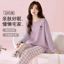芬腾可安 甜美小兔女睡衣长袖长裤套头软糯可外穿家居服套装