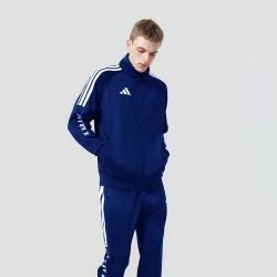 adidas 潮流简约立领外套男三条纹百搭街头风青年宽松显瘦休闲夹克
