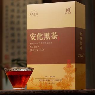七春 安化黑茶配茶刀2016年金花茯砖1kg湖南特产手筑茯茶熟茶叶
