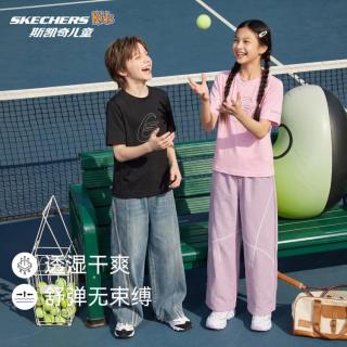 斯凯奇 2026年秋季新款中大童弹力舒适圆领运动短袖T恤