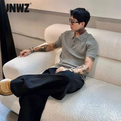 JNWZ 麻花短袖针织polo衫男夏痞帅弹力短袖T恤翻领上衣服休闲百搭
