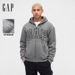 Gap 男女装秋季新款LOGO仿羊羔绒宽松连帽衫卫衣美版789781