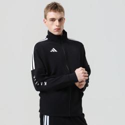 adidas 秋季针织立领跑步外套男士棉质透气轻便户外训练休闲运动夹克
