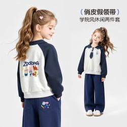迪士尼 疯狂动物城运动套装26秋时尚校园百搭女童套装卫衣运动裤两件套