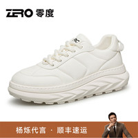 ZERO 零度男鞋真皮休闲保暖面包鞋 防滑厚底增高运动鞋 白色