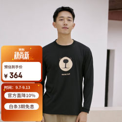 mont·bell 长袖t恤男女通用户外春夏速干透气时尚蒙塔熊脸印花上衣 1114773 BK黑色 2XL