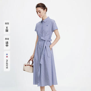 纳维凯尔 纯棉条纹翻领 暗珠宝蓝 S 连衣裙