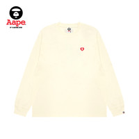 移动端：Aape 心型猿人徽章 纯色圆领长袖T恤