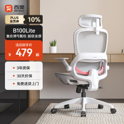 西昊 B100Lite 人体工学椅 B100Lite灰 无脚踏 弹弓骶枕