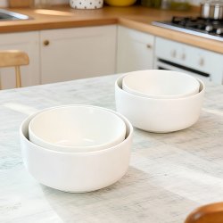 肃匠 保鲜碗套装陶瓷饭碗家用大号汤碗沙拉碗创意日式米饭碗白瓷