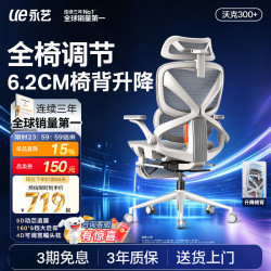 永艺 沃克300+ 电脑椅 （云白、白框灰网)